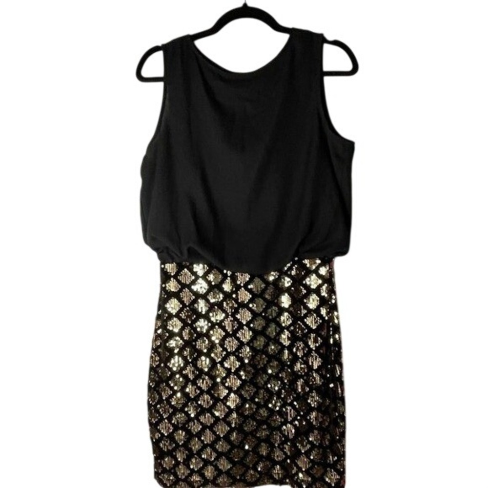 Gold and black sequin mini dress with a touch of glamour M women's